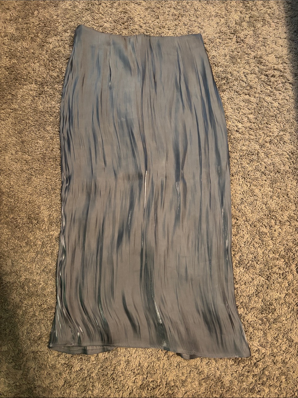 Urban Outfitters Slate Blue Shimmer Pleated Maxi Skirt